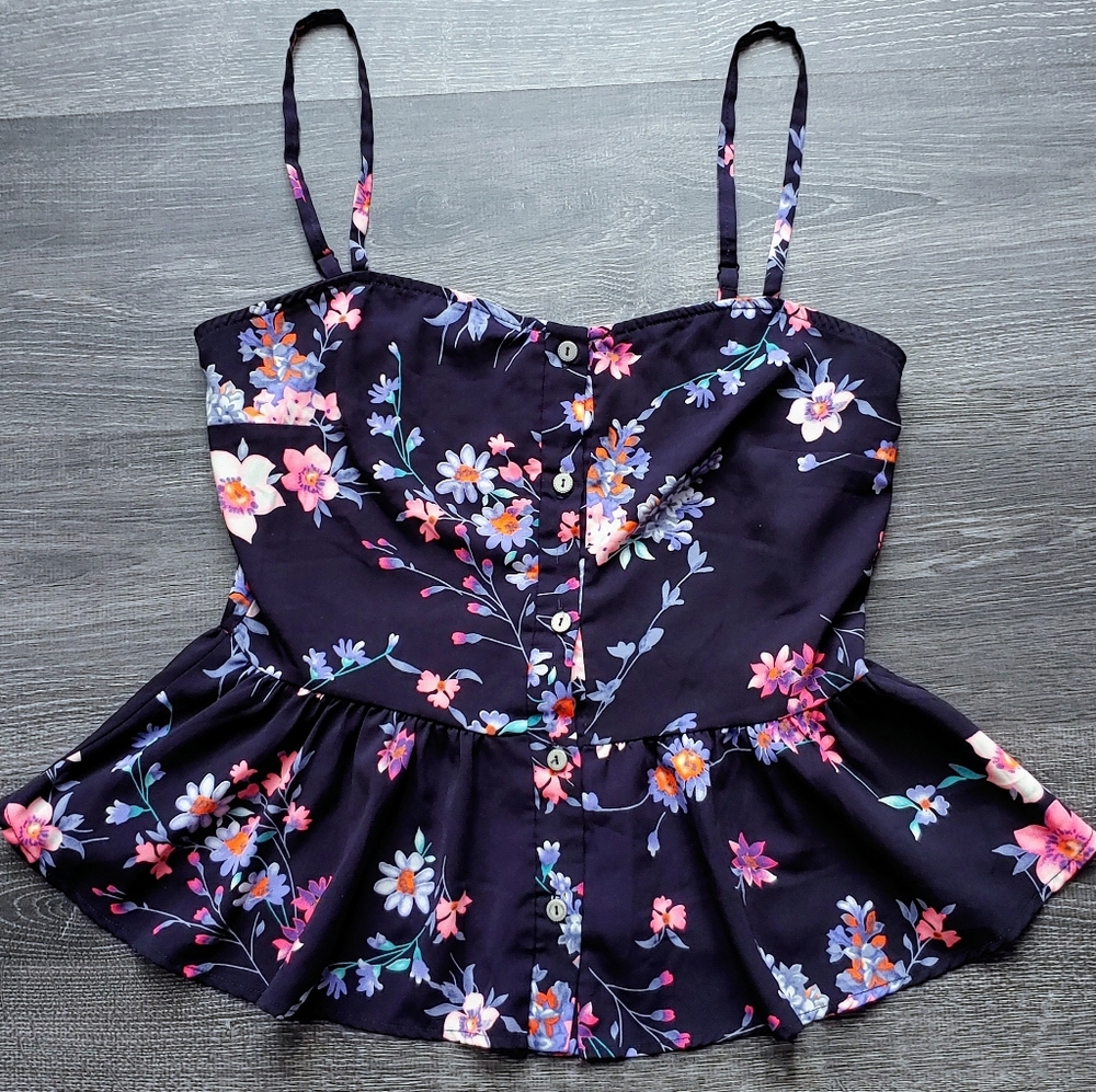 B Jewel floral peplum tank top